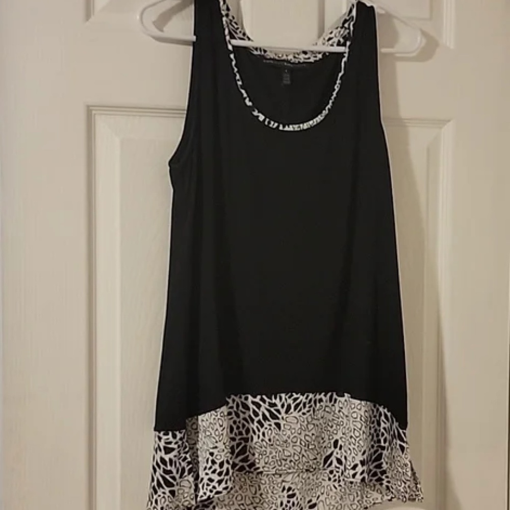 WHBM Black White Animal Print Sleeveless Top Small